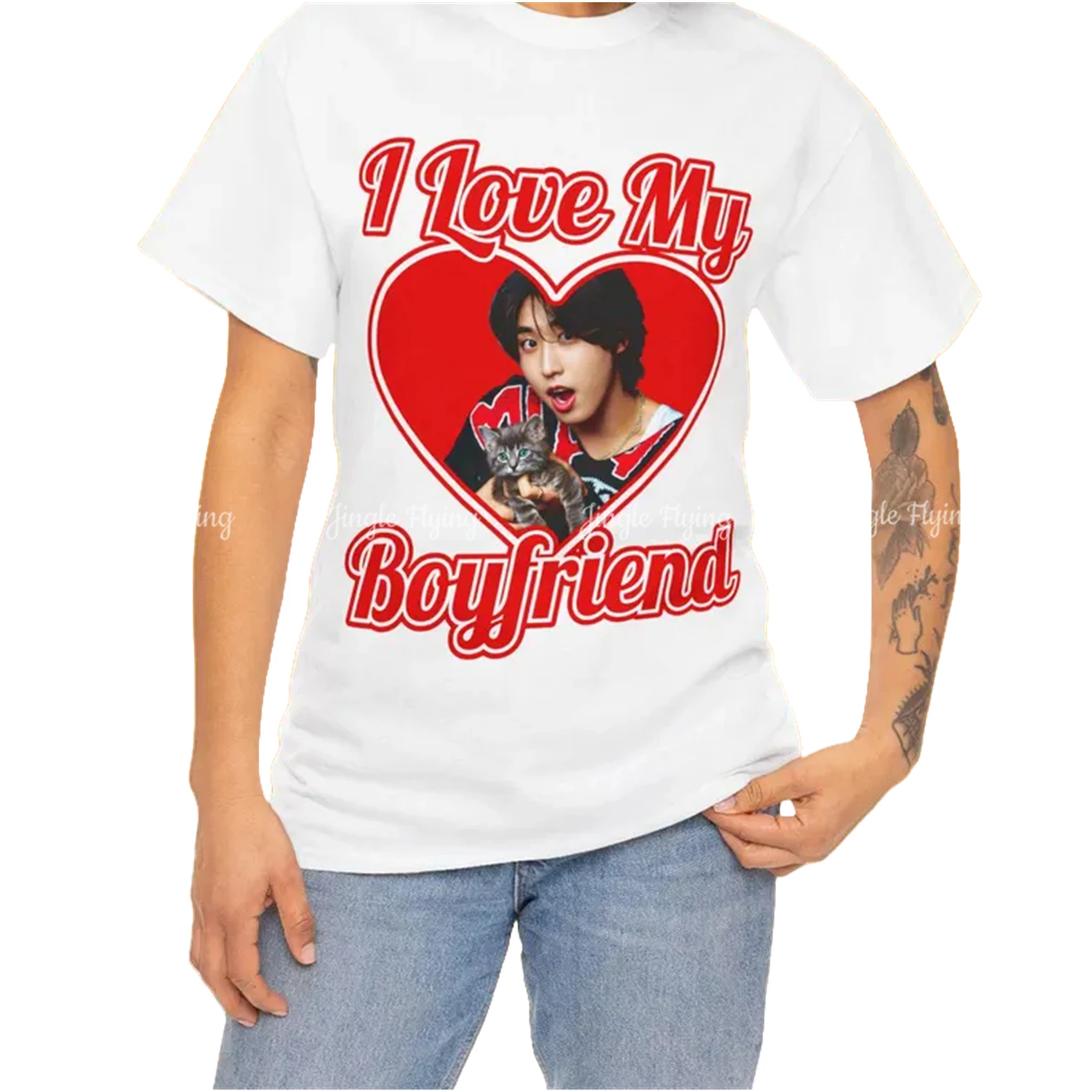 Han Jisung I Love My Boyfriend Vintage T-Shirt Gift For Woman And Man Unisex Tshirt