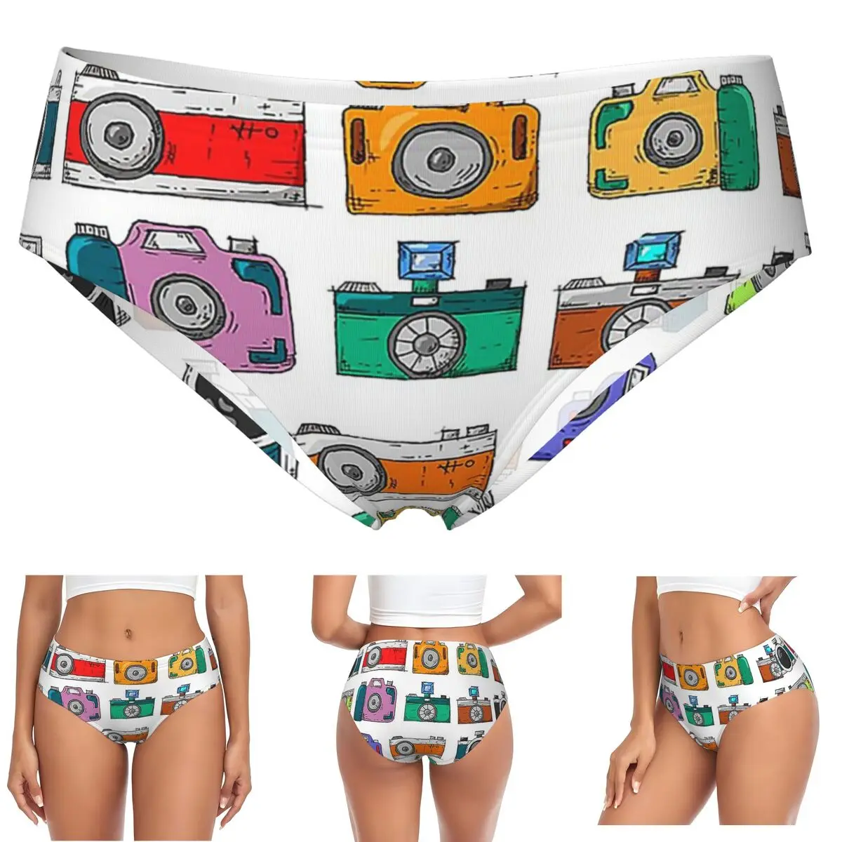 

Трусики с камерой в стиле ретро на заказ, женские удобные трусы, нижнее белье, дышащие женские трусы