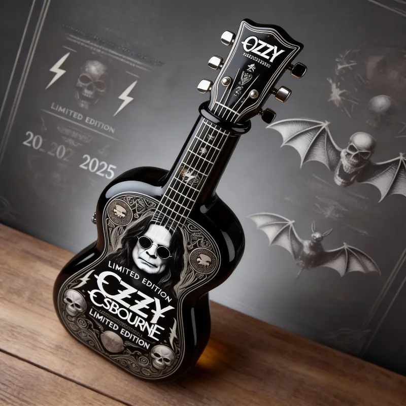 

Декантер для виски Ozzy Black в форме гитары, 300 мл, пустая бутылка, креативное стеклянное украшение, памятный сувенир, декор для дома