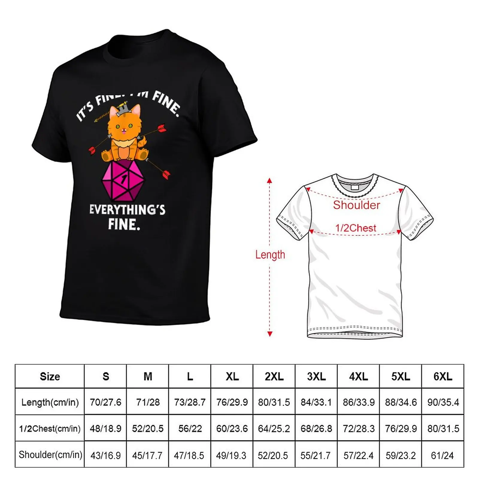 Its Fine Im Fine Everythings Fine Funny D20 Fail Dungeon Ca T-Shirt Casual Daily Graphic Tee view 2