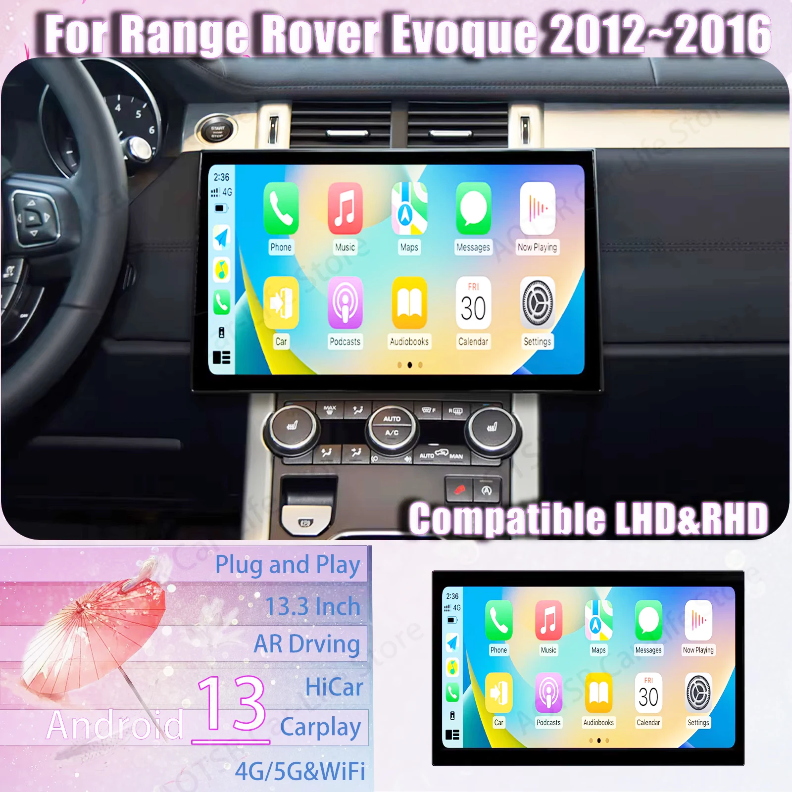 

Изогнутый экран для Range Rover Evoque 2012 ~ 2016, мультимедийный Android, автомобильный радиоприемник, GPS-навигация, зеркало, головное устройство