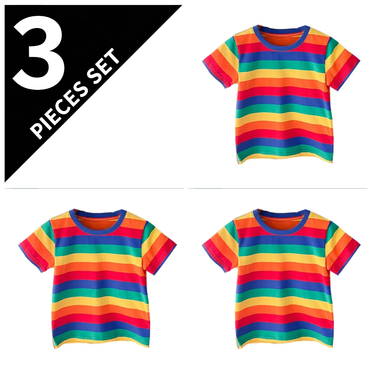 Summer round neck parent-child T-shirt 3D printed rainbow parent-child outfit, family fashion top, couple outfit