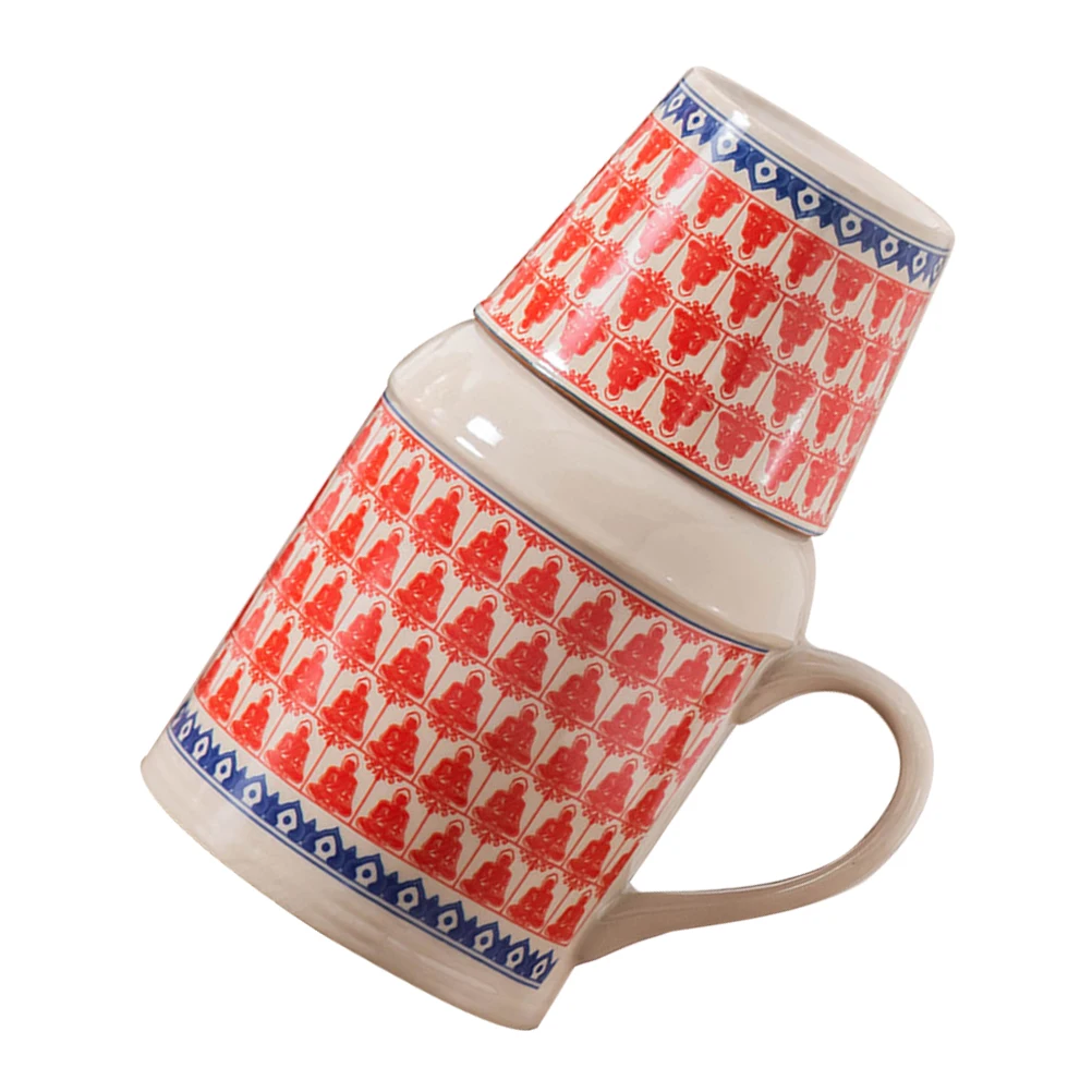 

1Set Ceramic Kettle and Mug Set Vintage Style Large Capacity Household Tea Ware Thermal Insulated Teapot Cup Stackable