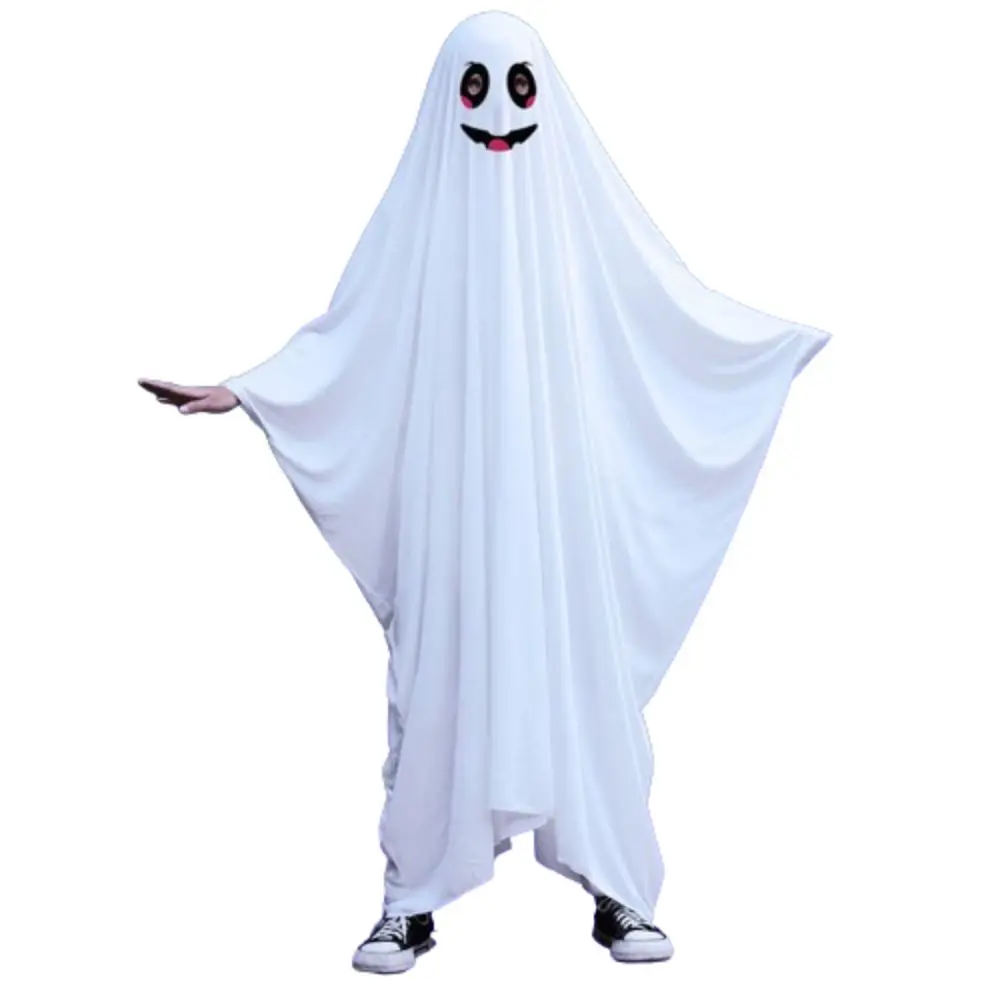 Hooded Halloween Cloak Cape Fright Clothes Smile Face Ghost Poncho Robe Black Eye Funny Cosplay Ghost Cosplay Costume Adult