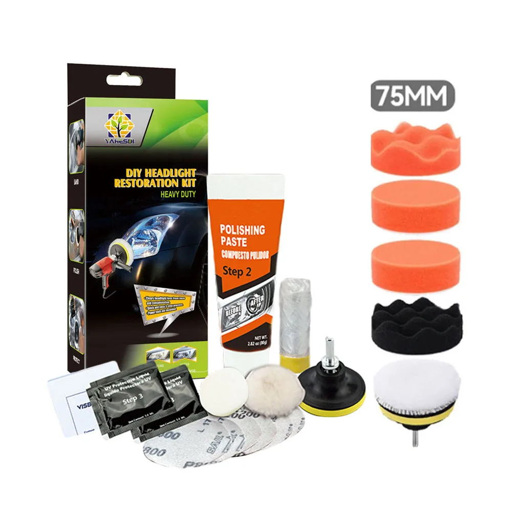 Professionelles Auto-Scheinwerfer-Restaurierungsset – Entfernen Sie Vergilbung und Kratzer, langlebige Politur für Auto-/Motorrad-/ATV-Lichter