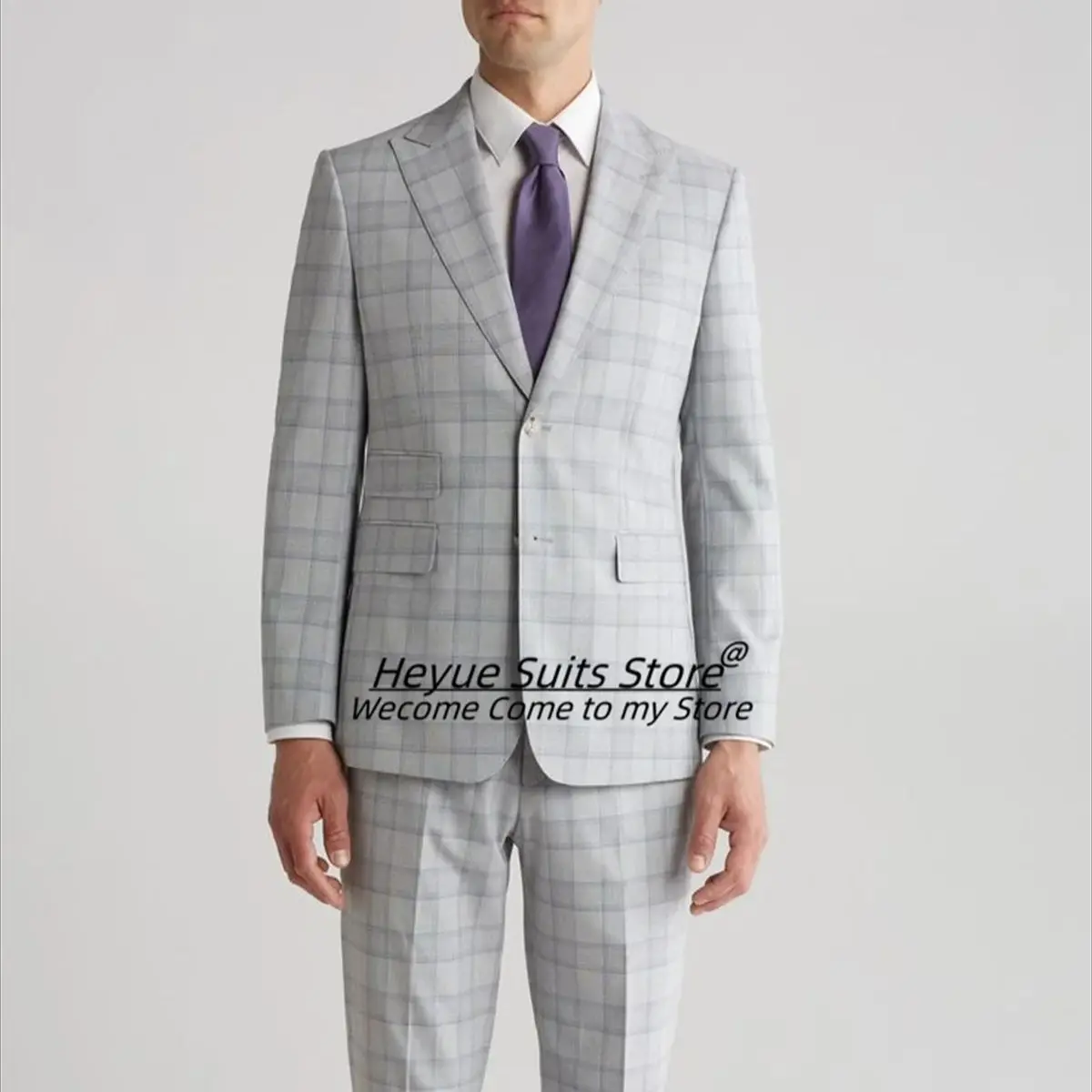 

Fashion Palid Party Suits For Men Customized Slim Fit Peak Lapel Groom Wedding Tuxedos 2Pcs Sets High-qublity trajes para hombre