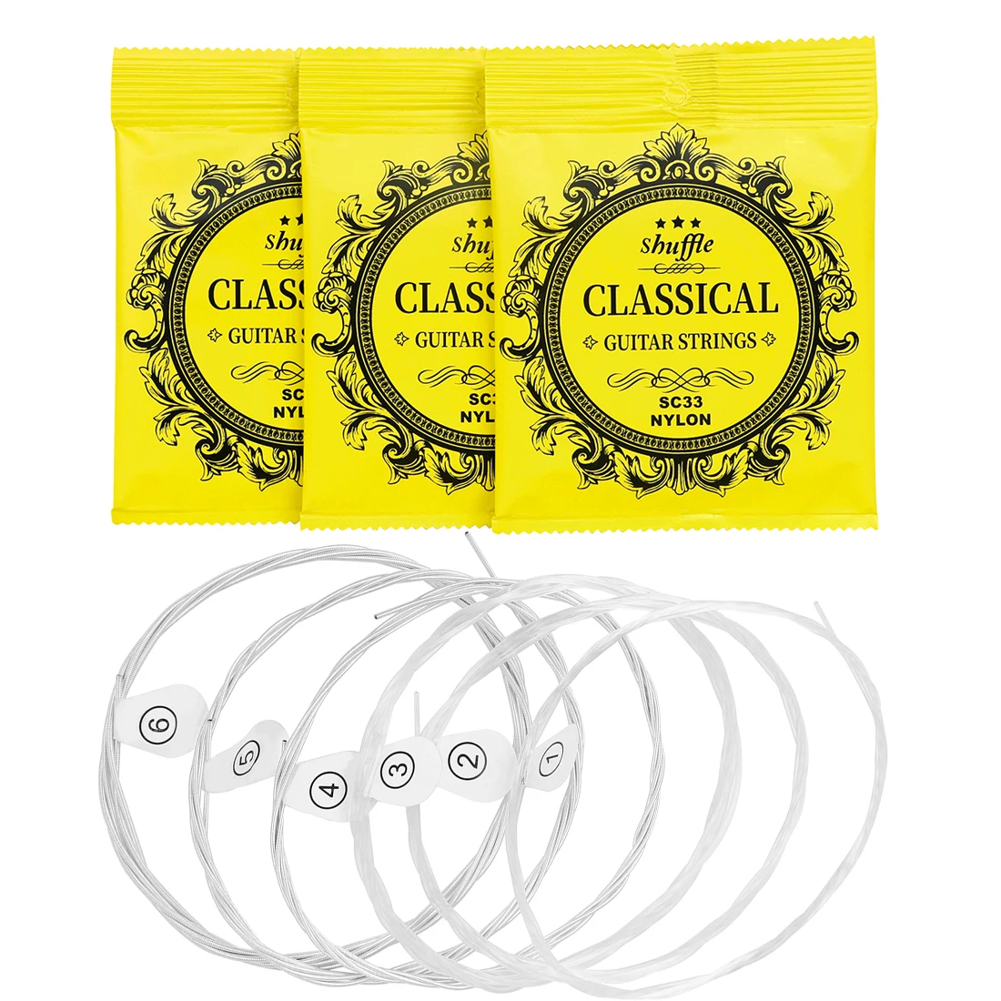 

Shuffle Universal Classical Guitar Strings SC33 6Pcs/Set Nylon Thread Strings Guitar Musical Instruments Replace Accessories