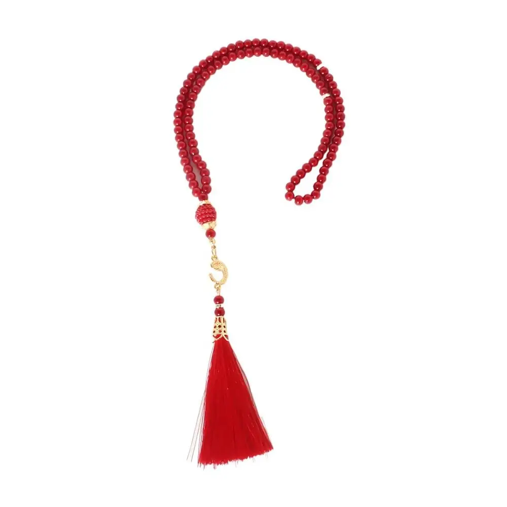 

6mm Islamic Prayer Beads Bracelet Glass Pearls Tassel Imitation Prayer Beads Exquisite 99-beads Muslims Rosary Beads