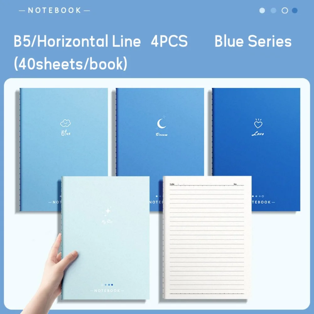 4PCS/Set Simple Horizontal Line Inner Pages B5 Notebook Thickened Take Notes Memo Pad Gradient Color Note Book Students