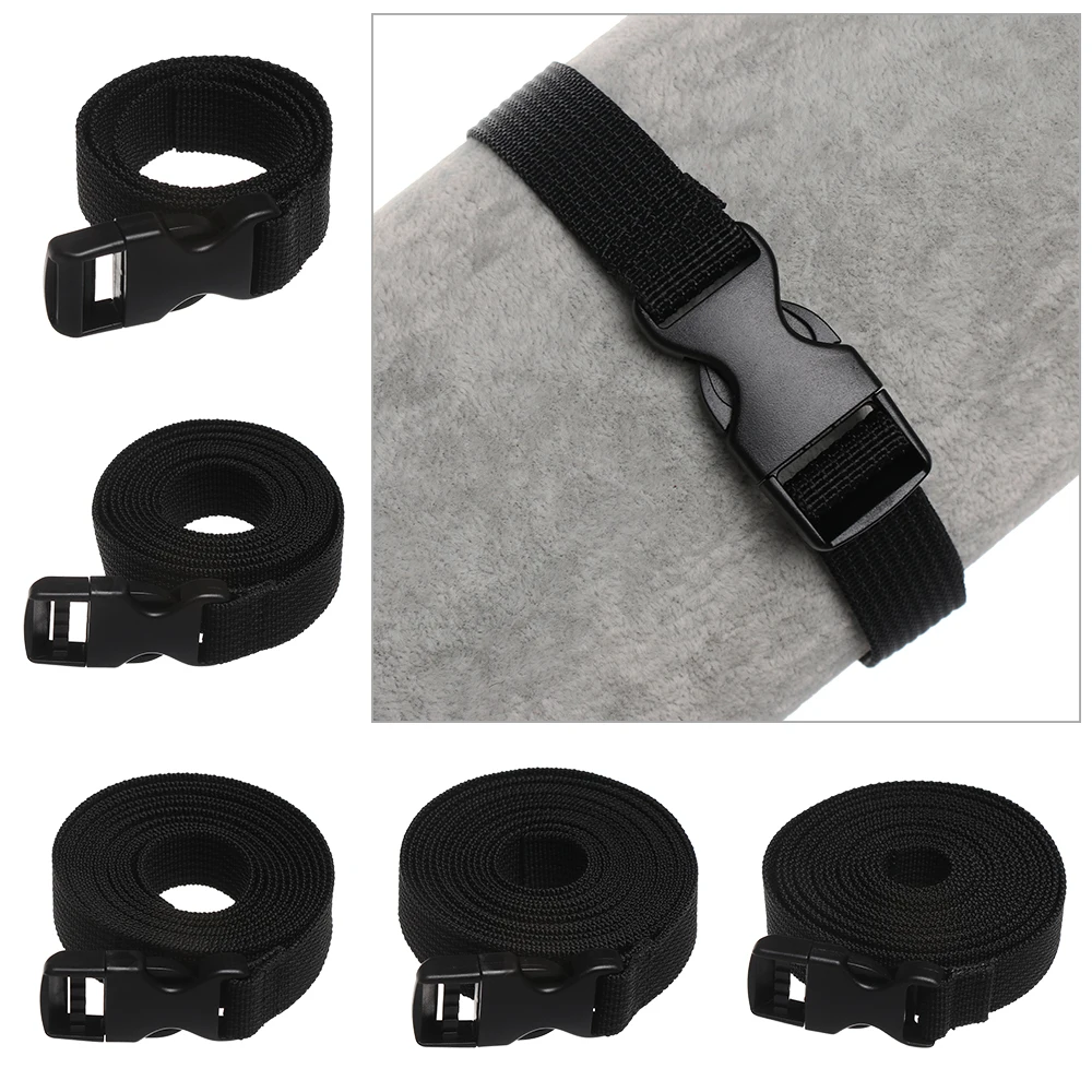 Correa de nailon duradero para equipaje, cinturón de pestañas con hebilla de leva, Kits de viaje, herramienta para acampar al aire libre, color negro, 0,5 ~ 3M