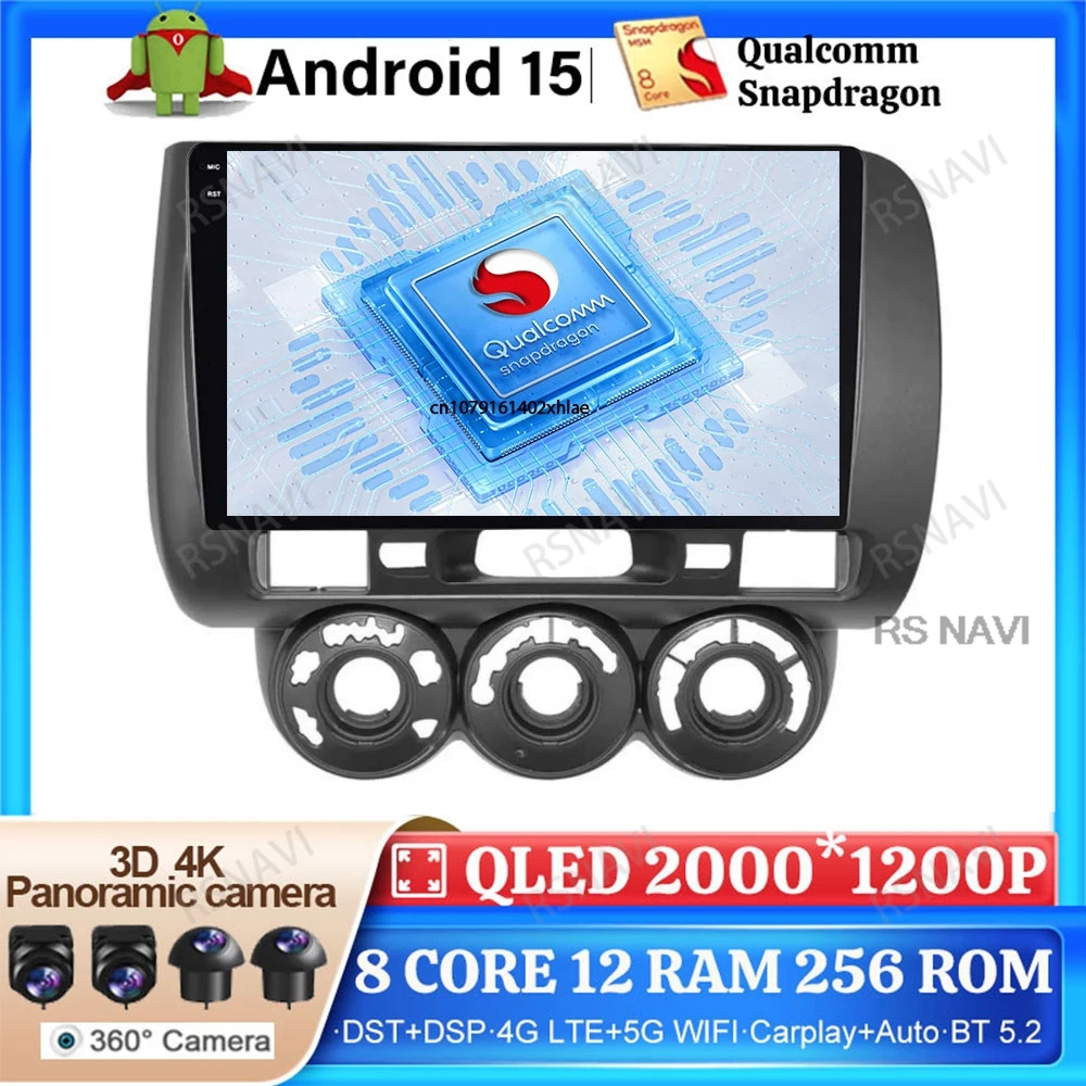 

Android 15 Car Radio For Honda Fit Jazz City 2002 2003 2004 2005 2006 2007 GPS Head Unit Autoradio Multimedia 4G LTE DSP BT DVD