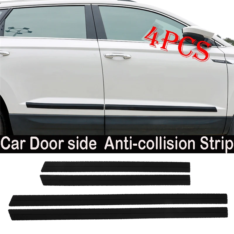 4pcs For Kia Renault Honda Toyota Car Door side protector Side sill Anti-collision Strip Black white Rubber