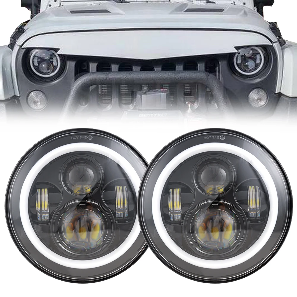 Auto Lighting Systems  Inch Round Led Headlight  Front Light Turn Signal Jk Jl Led Lighting Jeeps Headlights