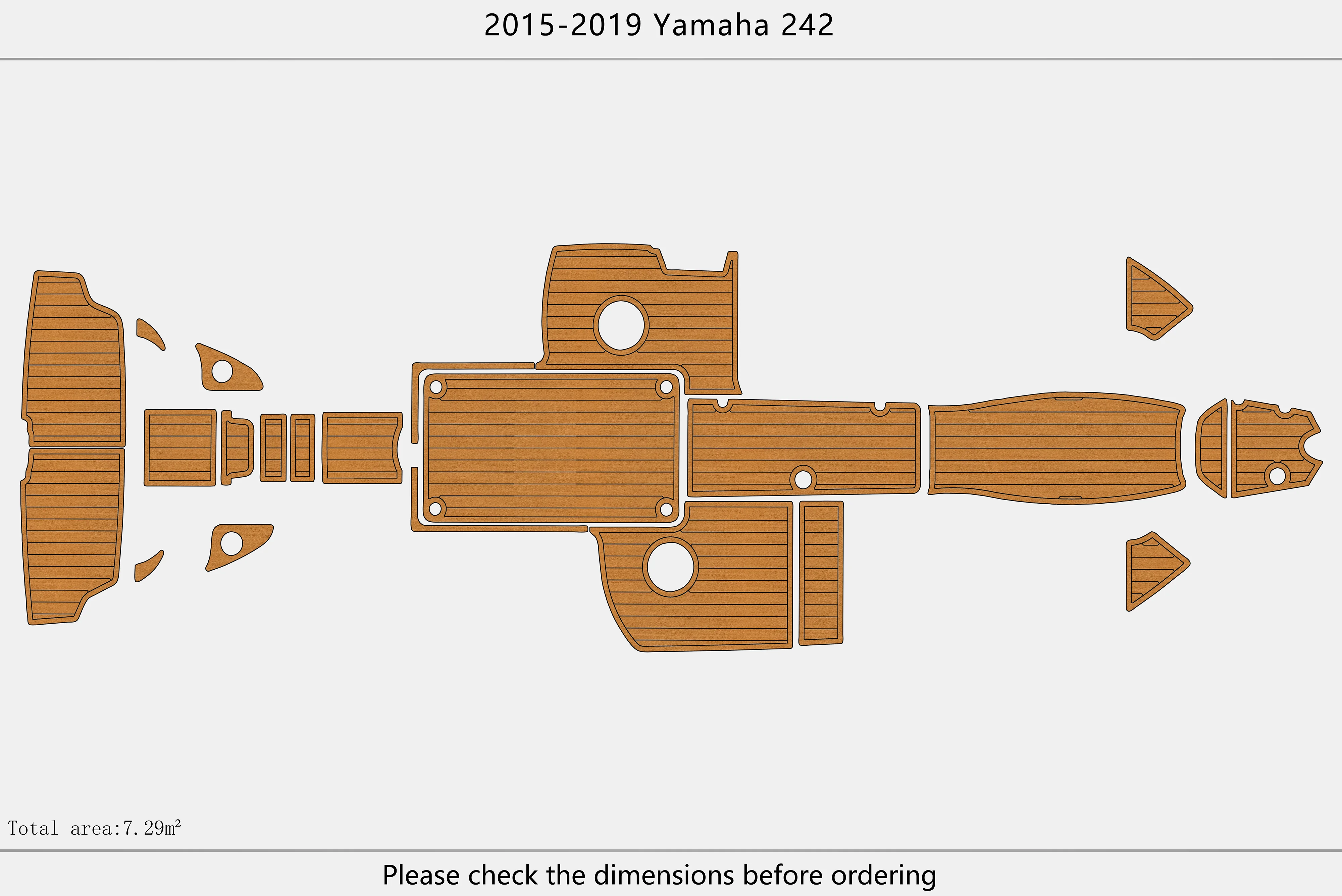 Eva foam Fuax teak seadek marine floor For 2015-2018 Yamaha 242 Cockpit Swim platform 1/4