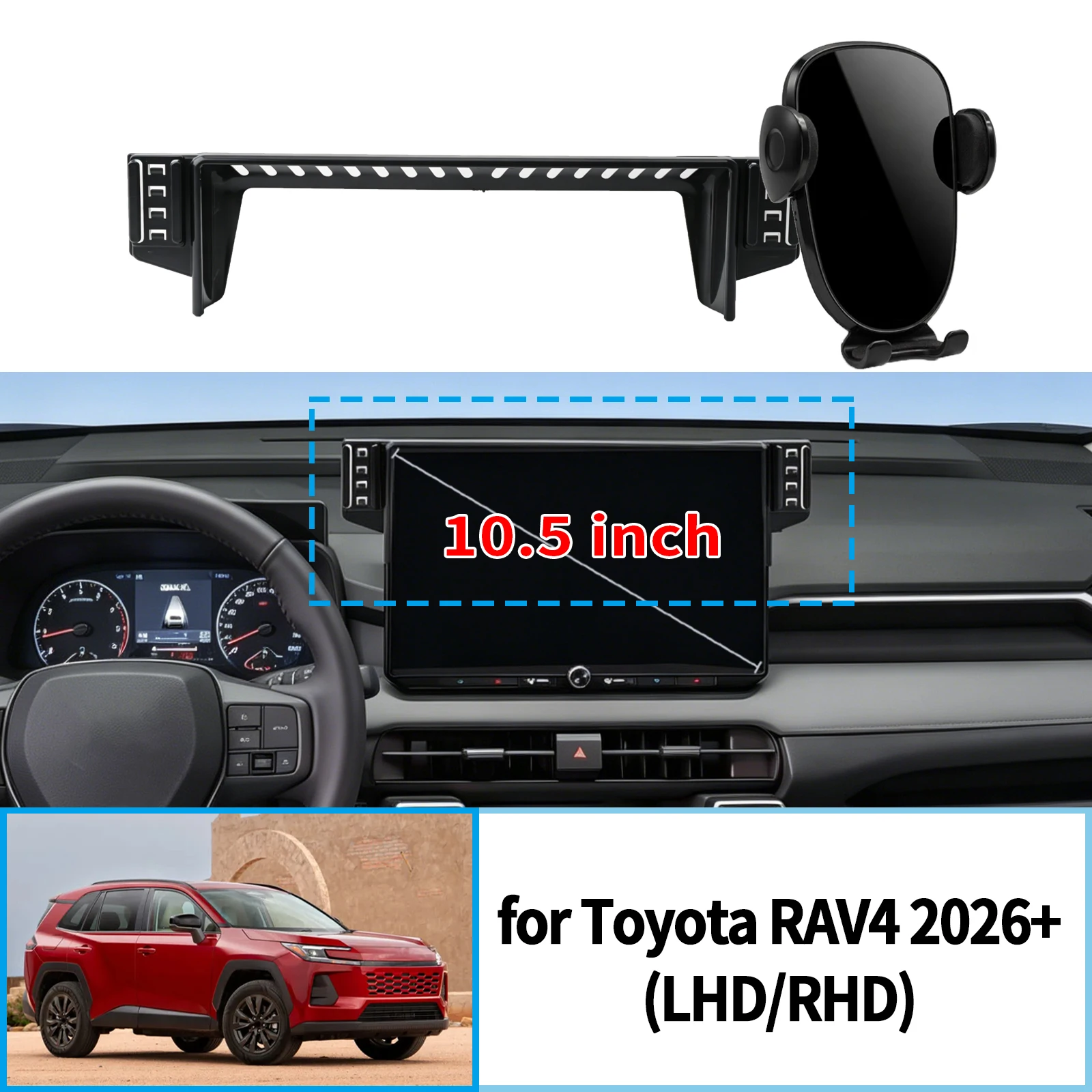 Suporte de Navegação para Carro TOYOTA RAV4 RAV 4 2026 2027 RHD LHD com Tela de 12.9 polegadas e 10.5 polegadas e Suporte para Telefone ​ ​ acessórios