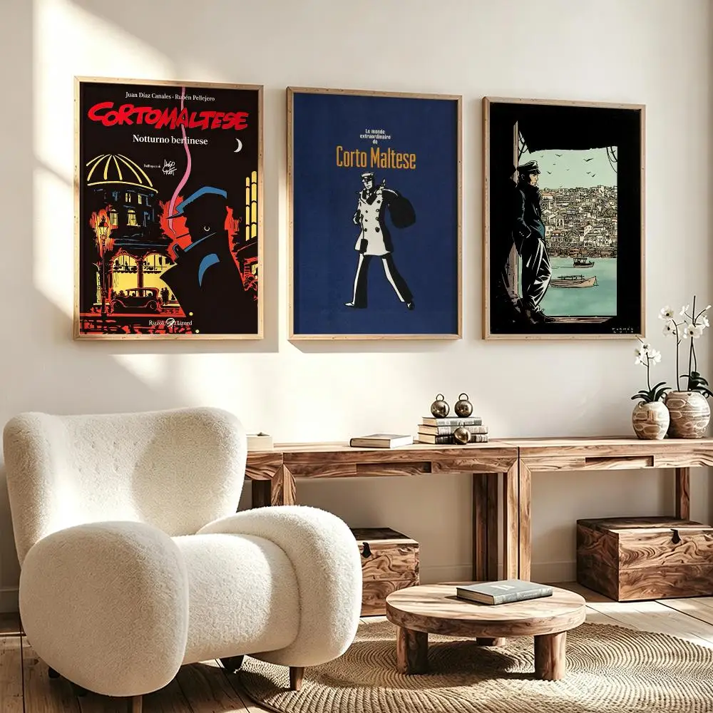 comic Corto Maltese Poster Poster HD Waterproof Self Adhesive Wall Art Print Decor for Bedroom Living Room Gift