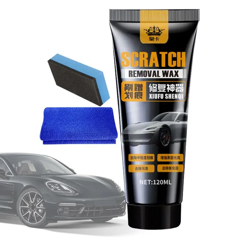 

Scratch Repair Wax For Car 120ml Remove Surfaces Scratches Repair Wax With Sponge Easily Repair Paint Scratches Wax Car Polish