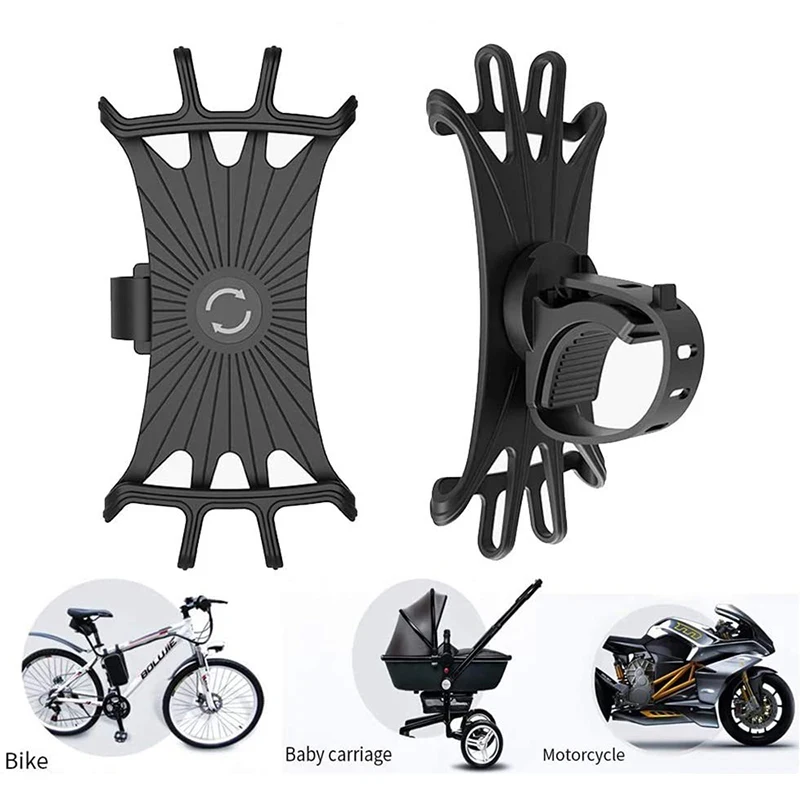 

1/2/3/4/5Pcs Universal Bicycle Mobile Phone Holder 360 Rotating Silicone Bike GPS Clip Mount Baby Stroller Stand