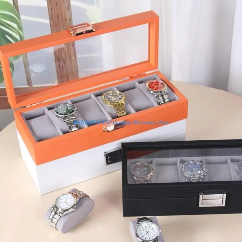

Multiple Compartment Leather Jewelry Organizers Box With Protective Glass Cover