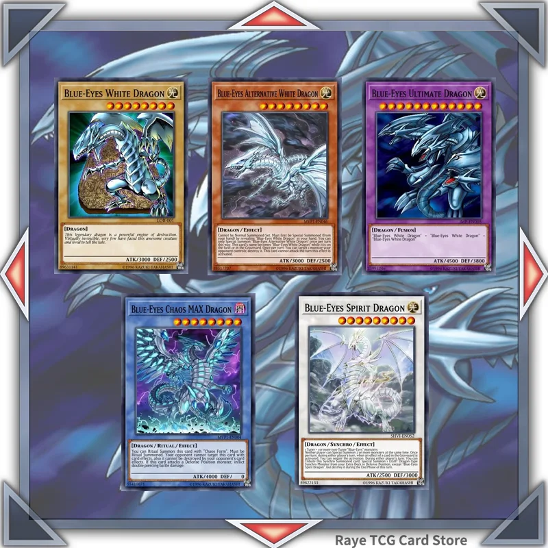 20 pezzi Yugioh Blue Eyes White Dragon legal Cards fai da te non originale Kaiba Seto