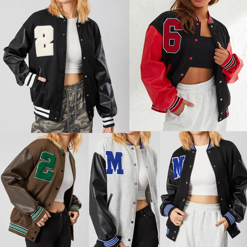 Straße Baseball Jacke Herbst Winter Neue Paar Hip Pop Fleece Verdickt Varsity Jacke Für Frauen ropa mujer Leder Jacke 방수자켓