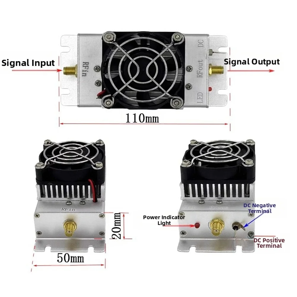 433MHz RF Module Power Amplification Module For Electronics Projects 50 Impedance Compact Design Efficient Cooling System