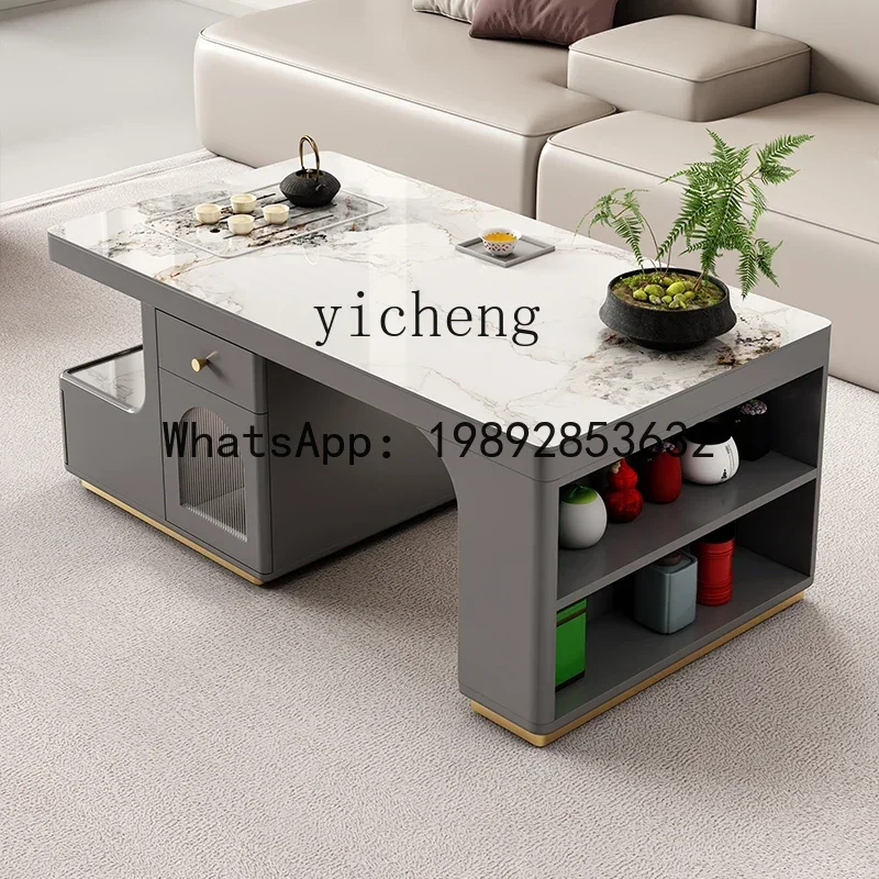 rock slab telescopic kung fu tea table living room household light luxury multi-functional tea table integrated