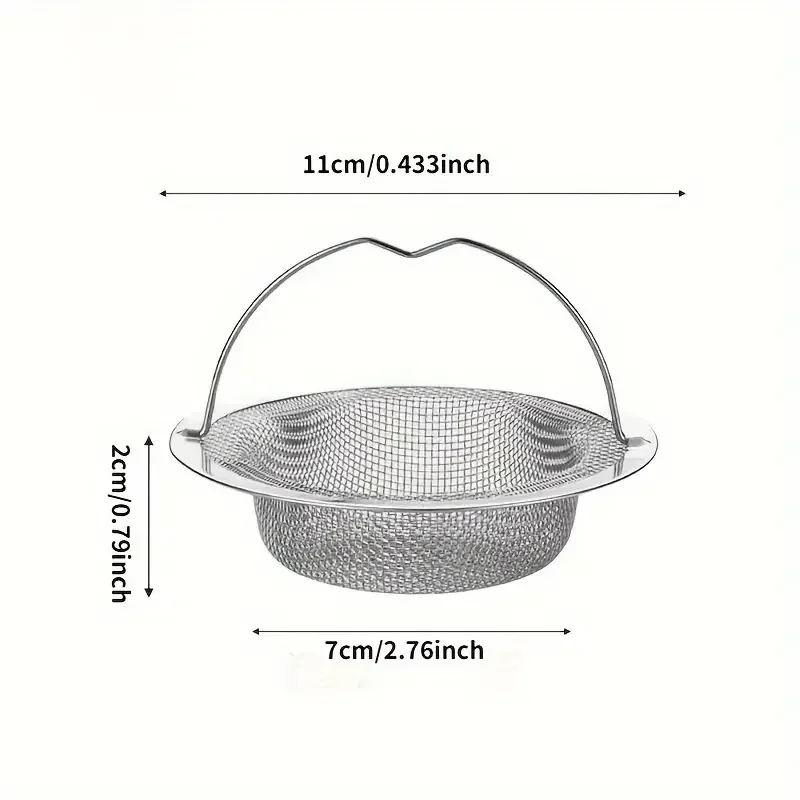 1/3pcs Kitchen Sink Strainer With Handle & Stopper Replacement Drain Basket Stainless Steel Mesh Filter Waste Hole