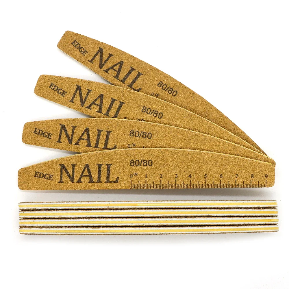 Professional Double-Sided Nail File Block 80/80Grit Suitable For Acrylic Gel And Natural Nails With Ruler & Nail Shape Template
