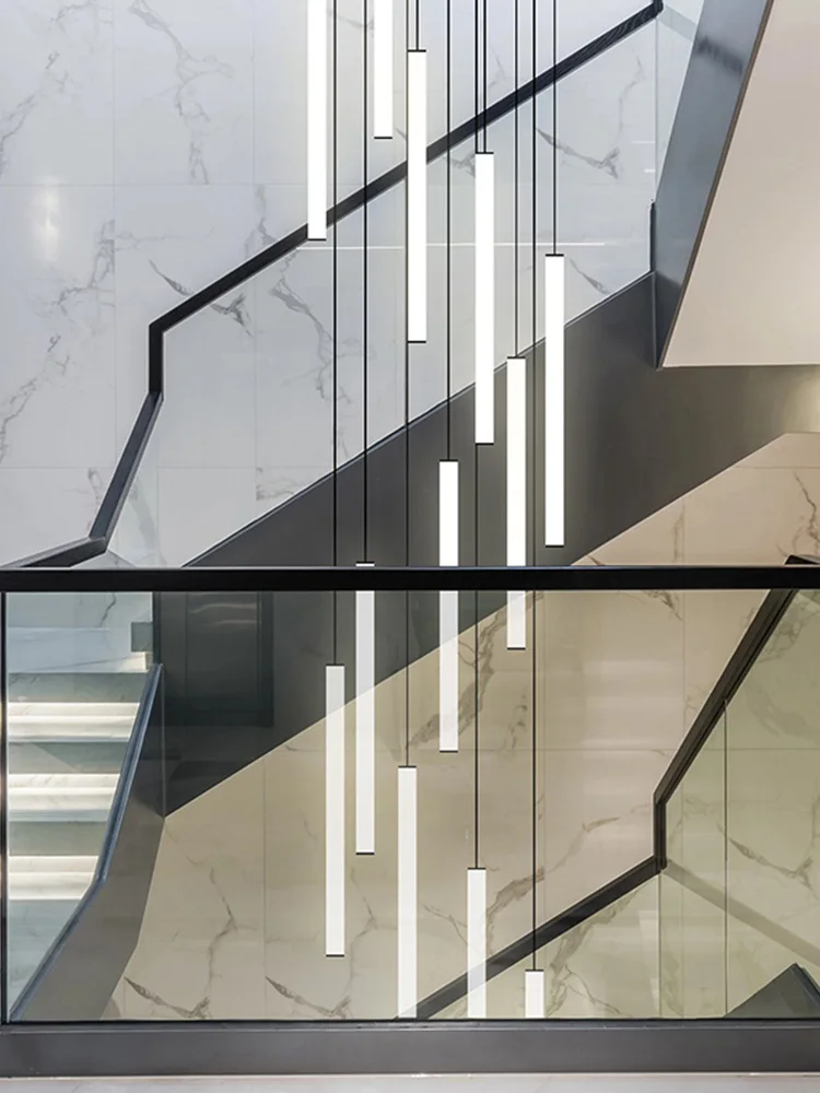 Nordic Stairs LED Long Chandeliers Minimalist Duplex Attic Living Room Kitchen Pendant Lights Home Decoration Ceiling Chandelier image 5