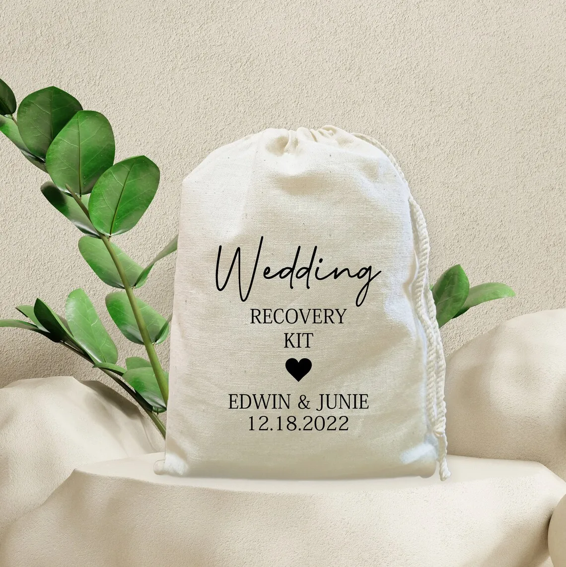 20 Pcs Custom Wedding, Guest Favor Bags, Personalized Hangover Kit, Canvas Bags, Wedding Recovery Kit, Wedding Survival Kit