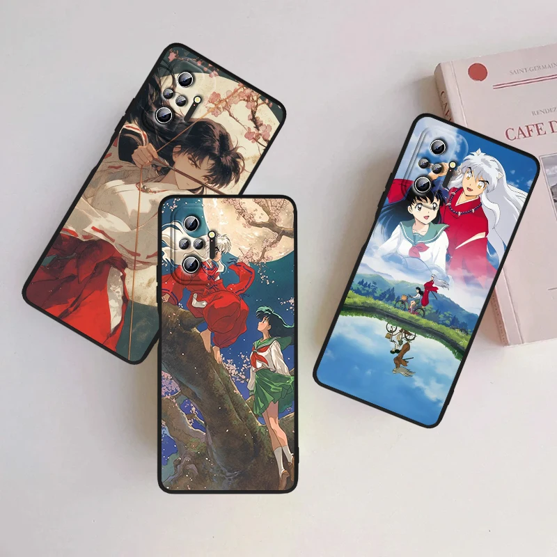 Capa de telefone Inuyasha Fashion Anime, TPU preta, Xiaomi Redmi Note 13 12R 12 12S Turbo 11T 11S 10 10S Pro Plus 5G