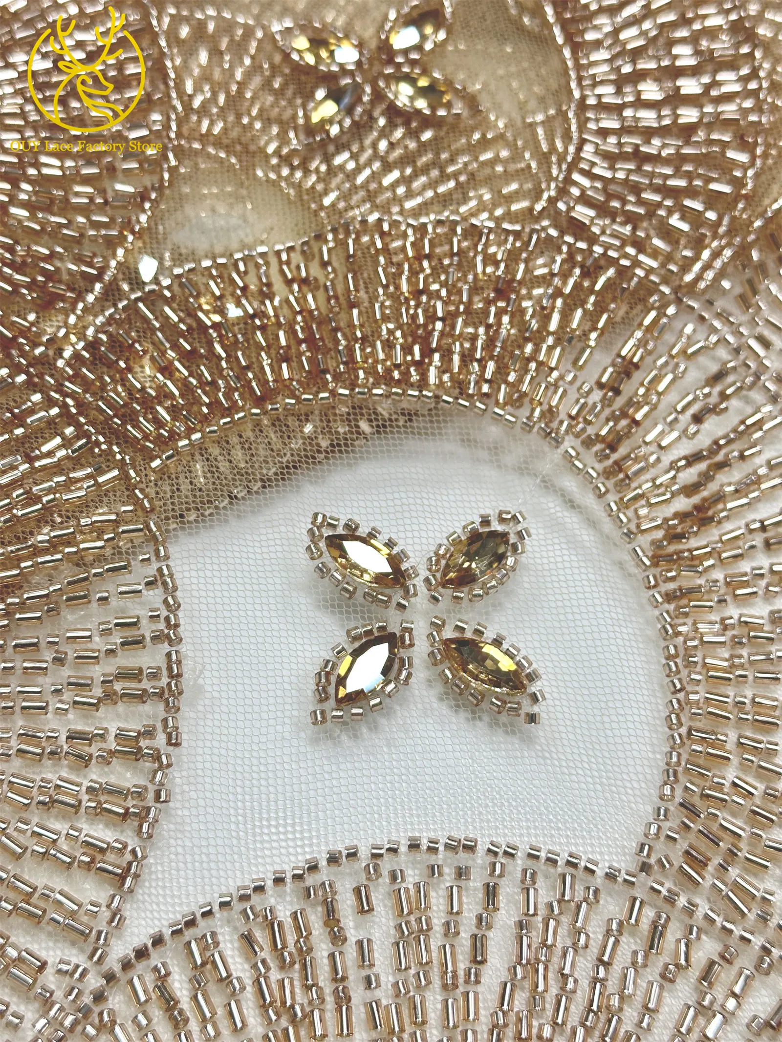 Smaragdgrüner Luxus Dubai Diamant-Perlen Tüll-Spitzenstoff Hochwertiger Afrikanischer Stein-Pailletten-Spitzenstoff für Abendkleider – Detail 19