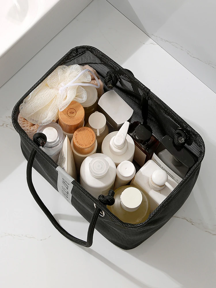 Zusammenklappbarer Mesh-Abflusskorb, 2-in-1, Reise-Toilettenartikel, Schwimmen, Organizer, großer tragbarer Tragegriff, umweltfreundliche Aufbewahrung – Detail 4
