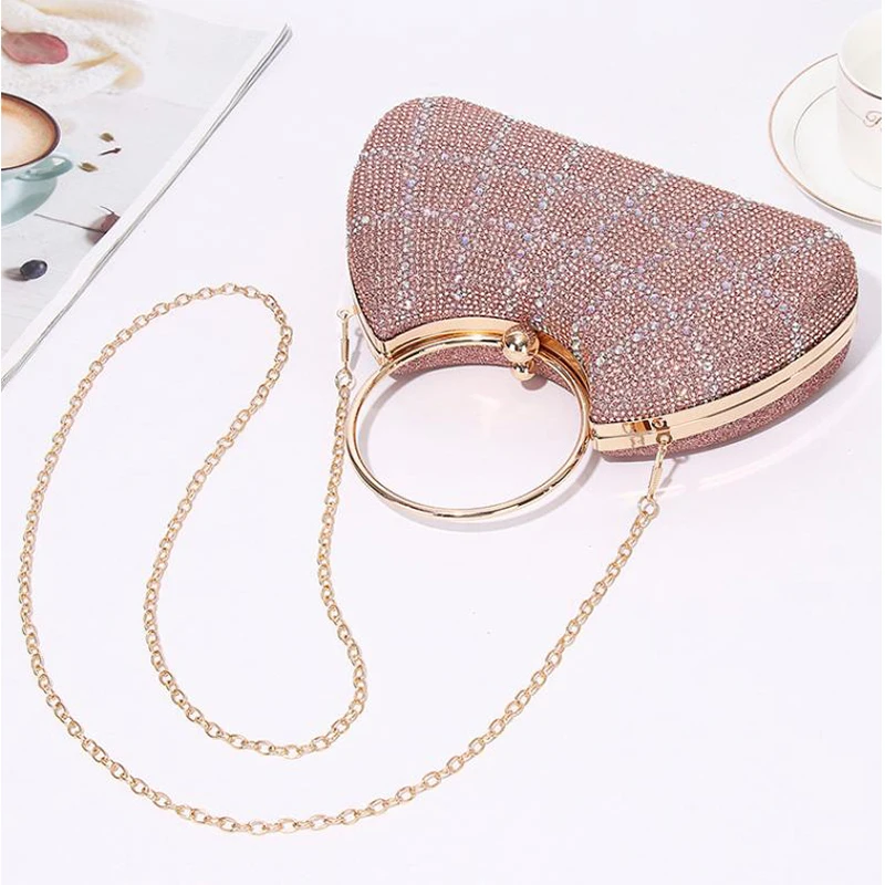 Luxury Glitter Women Clutch Evening Bag Banquet Party Bling Shiny Handbag Rhinestone Decor Ladies Chain Shoulder Bags