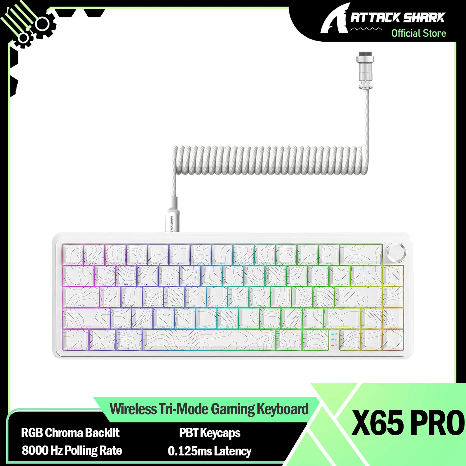 ATTACK SHARK X65PRO HE Rapid Trigger Magnetic Keyboard, Magnetic Switch, Tri-Mode, 0.125ms Latency, 8K Polling Rate, for Gamer