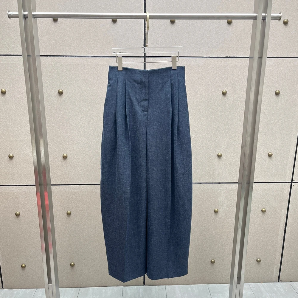 Women High Waist Pleated Wide Leg Suit Pants Loose Trousers Elegant Draped Casual Long Pants Female Office Commuter Bottoms