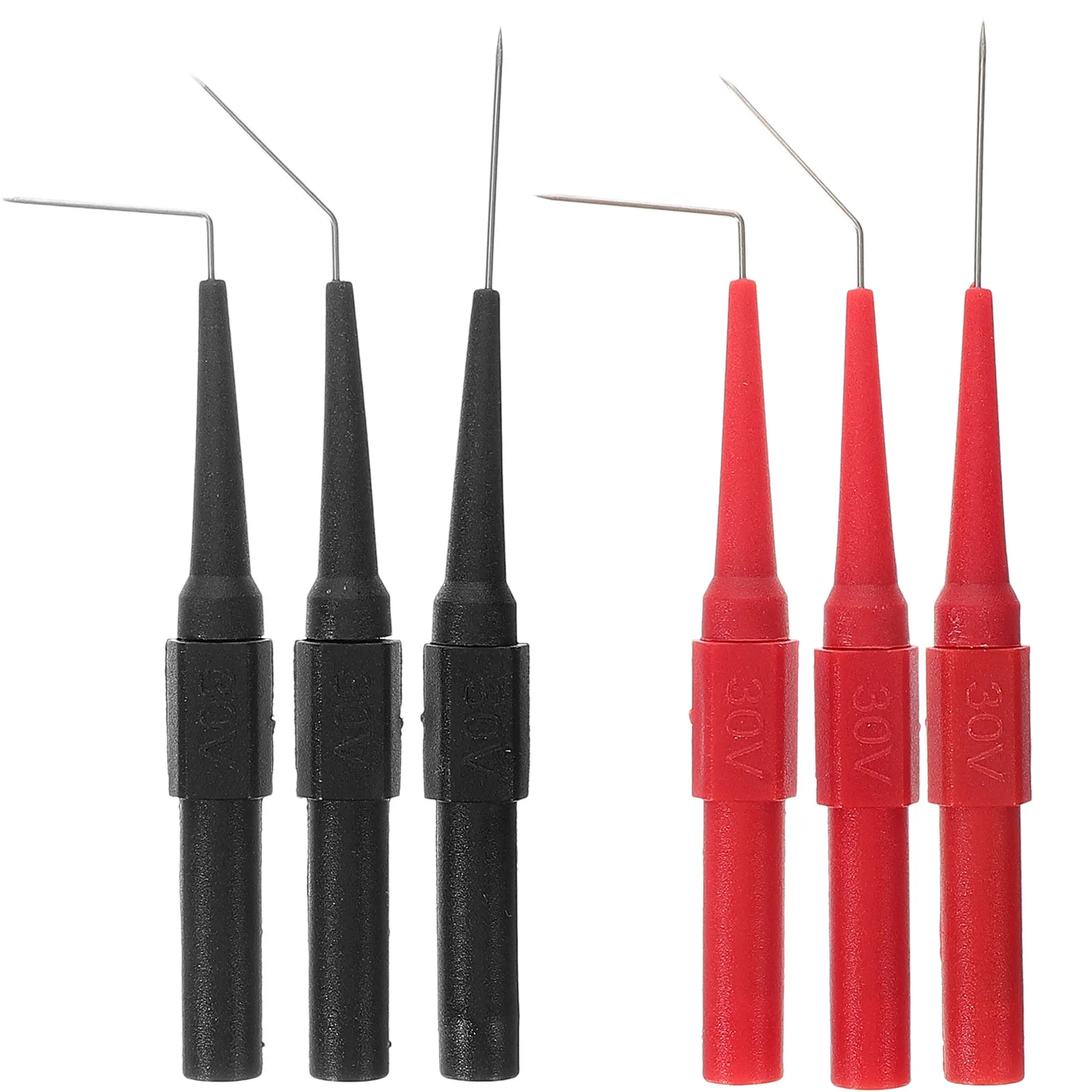 

6pcs Multimeter Test Probes 0.7mm Copper Needle Tips Red Black Piercing Electrical Automotive Volt Tester Accessories