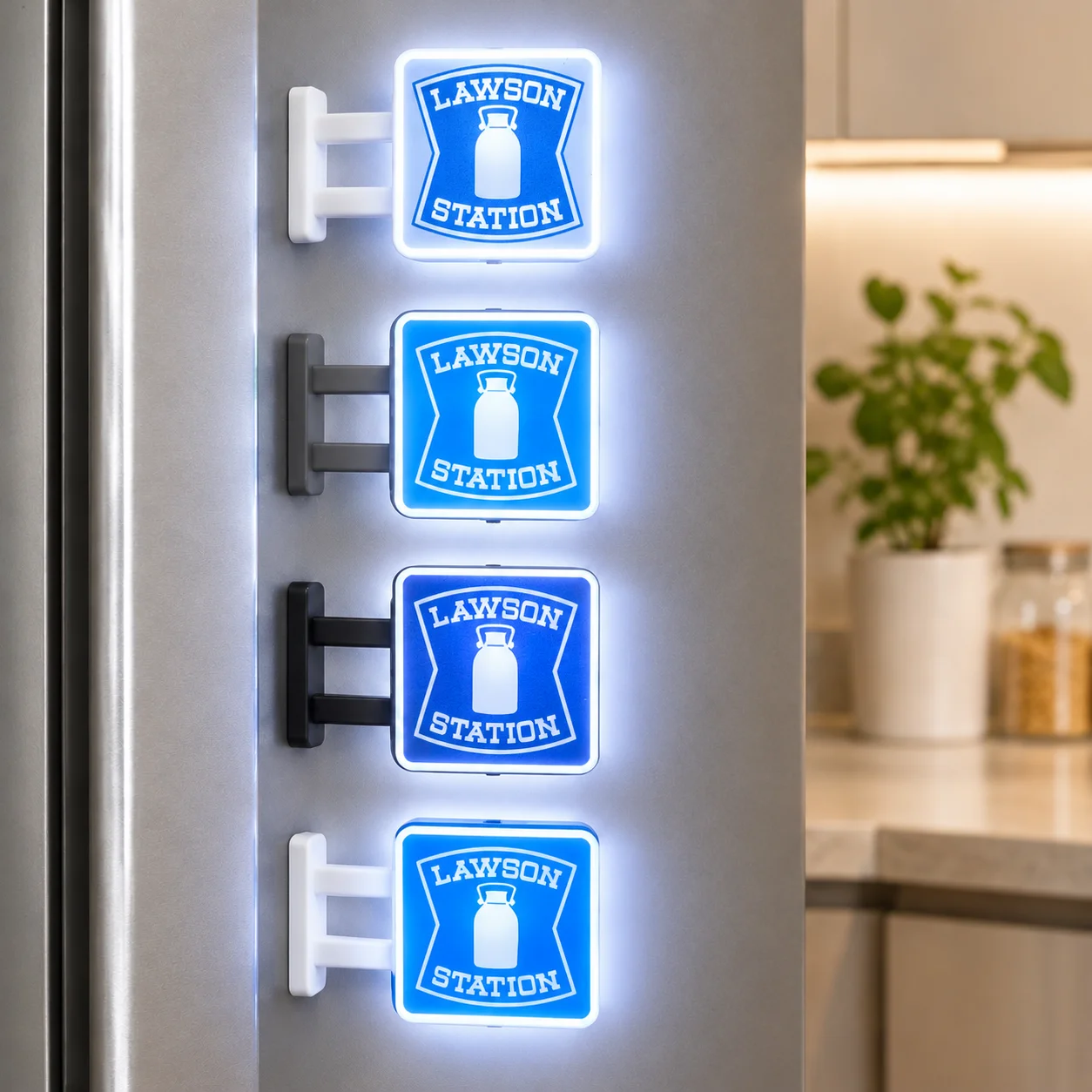 Lawson Convenience Store Decorative Mini Light Box Sign Light Up Cat Coffee Refrigerator Magnet Night Light for Coffee Machine