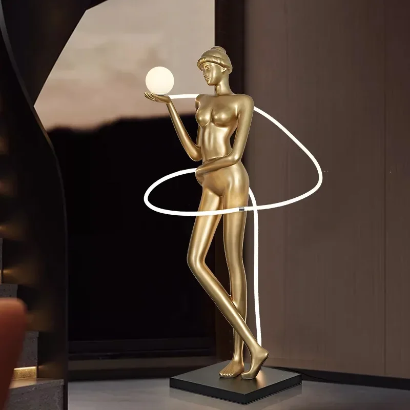 Postmodern Art Floor Exercise Muse Ribbon Sculpture Floor Lamp Bar Restaurant Culture and Sports Venue Decorative Ornament