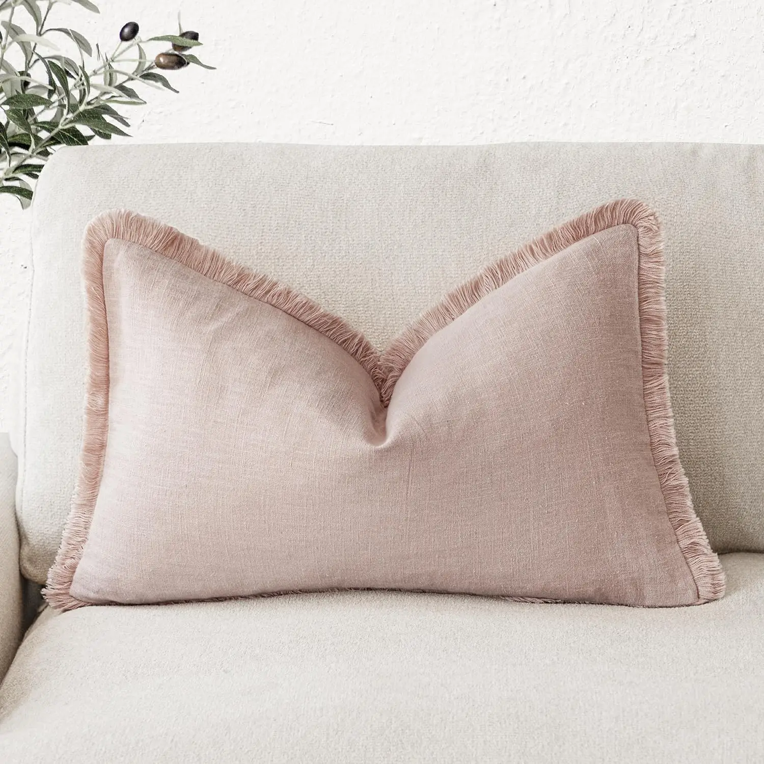 Dekorative Leinen-Fransen Lendenkissenbezüge Gemütliche Boho-Kissenhülle mit Quasten Weicher Kissenbezug für Sofa Bett Wohnzimmer