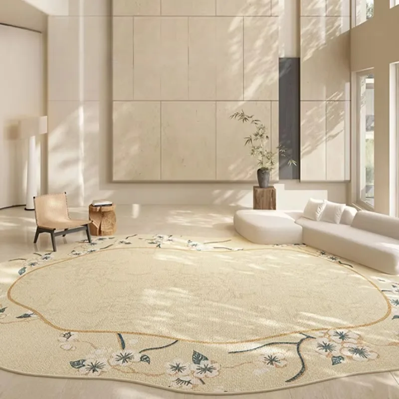 VIKAMA New Chinese-Style Floral Shaped Rug—Non-Slip, Washable Rug for Tea Rooms and Living Rooms—Home Furniture Decoration