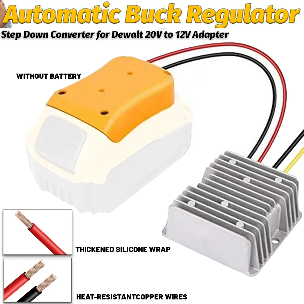 

20V to 12V Step-Down Converter for Dewalt Battery, DC Power Adapter, Voltage Reducer Transformer 180W Buck Converter Regulator