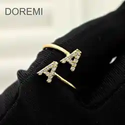 DOREMI Double Initial Letter White Zircon Letter Ring Custom Jewelry Initial Women Stagger Ring Gift Jewelry