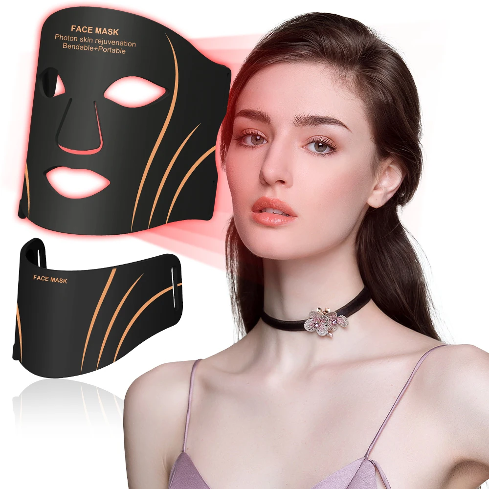 Tragbare Silikon-Rotlichttherapie 7-Farben-LED-Gesichtsmaske zur Anti-Aging-Behandlung, Faltenreduzierung, Hautverjüngung für den Heimgebrauch, Nahinfrarot- und Blaulichttherapie-Schönheitsgerät