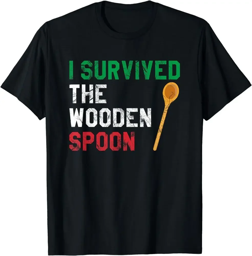 NEW I Survived The Wooden Spoon Funny Childhood Jokes Gift T-Shirt   Tees Y2K tops Unisex Summer Short Sleeve