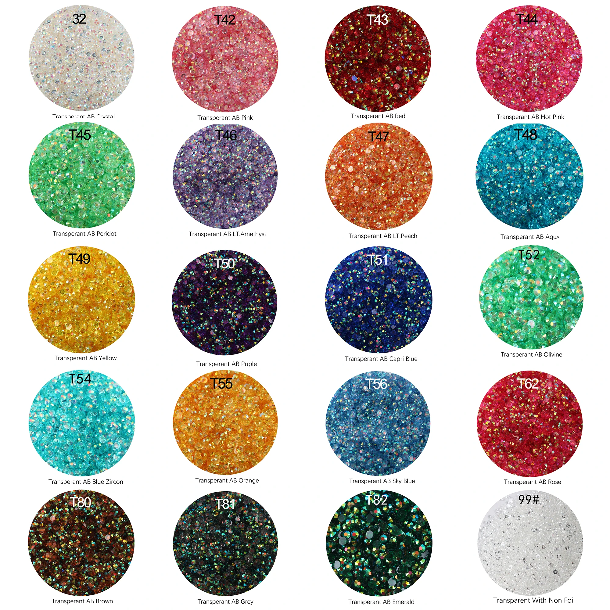 BULK 3MM 4MM 5MM Jelly AB Flatback strass Glitter resina AB strass all\'ingrosso artigianato fai da te perline Bling Kit Candy Cabs Stones