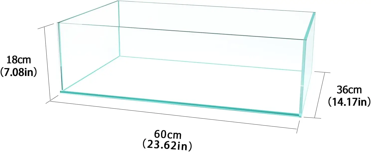 9Gal Sharrow Rimless Low Iron Fish Tank Nova Clear Ultra-White 45° Mitered Edges Translucent Glass Anata Series Aquarium