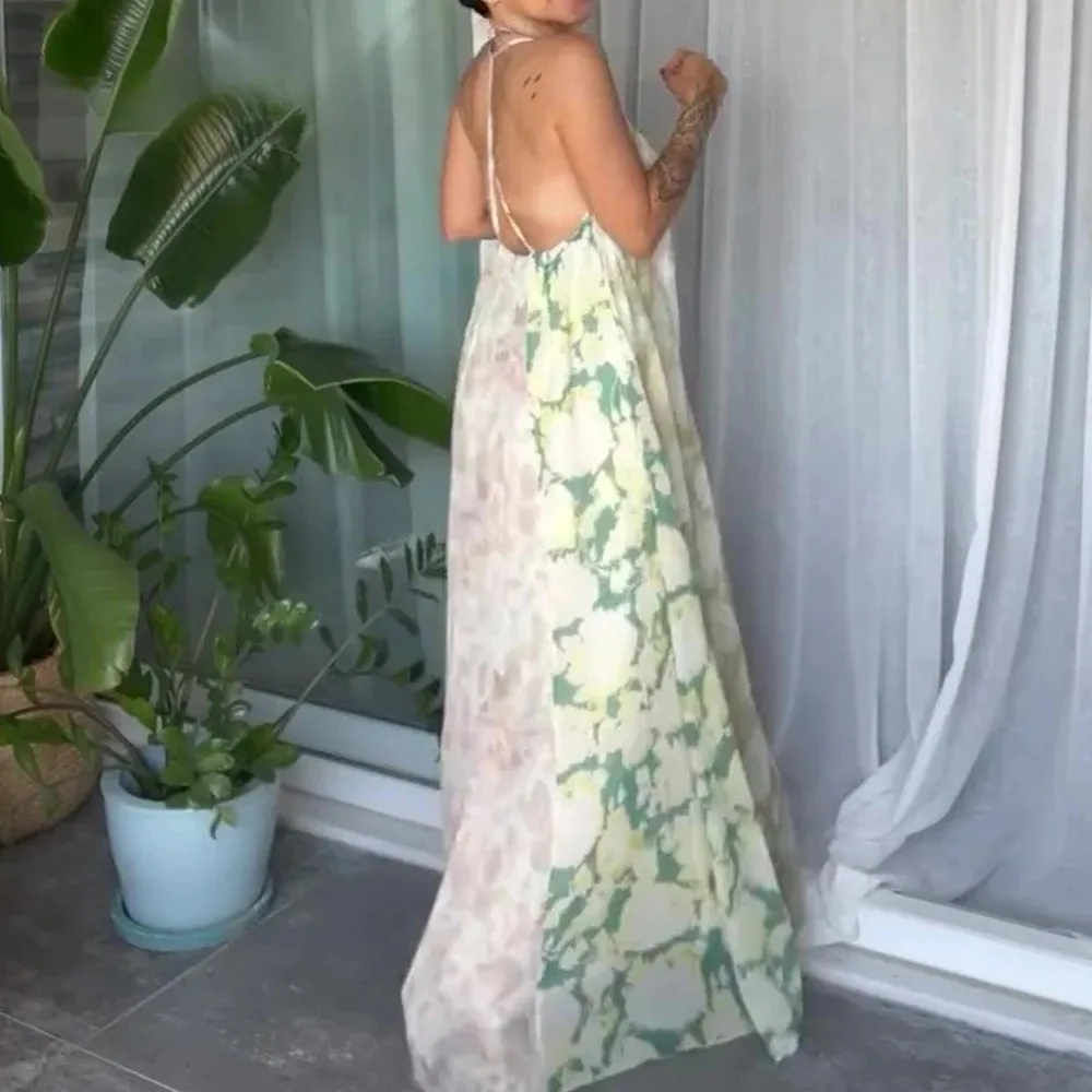 KONDALA Chic Holiday Beach Sexy Cami Donna Abito Moda 2025 Estate Stampa Flora Abito lungo Patchwork Party Pieghettato Y2K Abiti