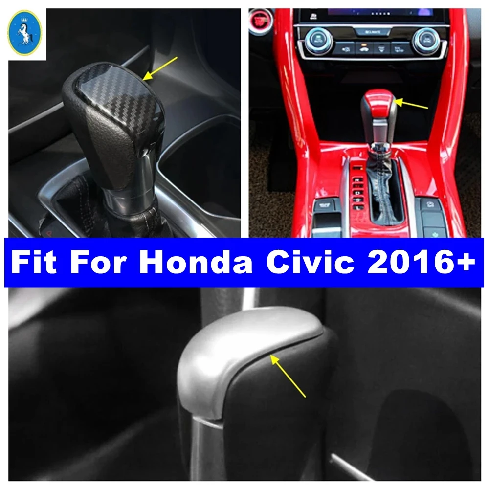 

Auto Gear Shift Knob Head Handball Decor Sticker Accessories Cover Trim For Honda Civic 2016 - 2021 Matte / Red / Carbon Fiber